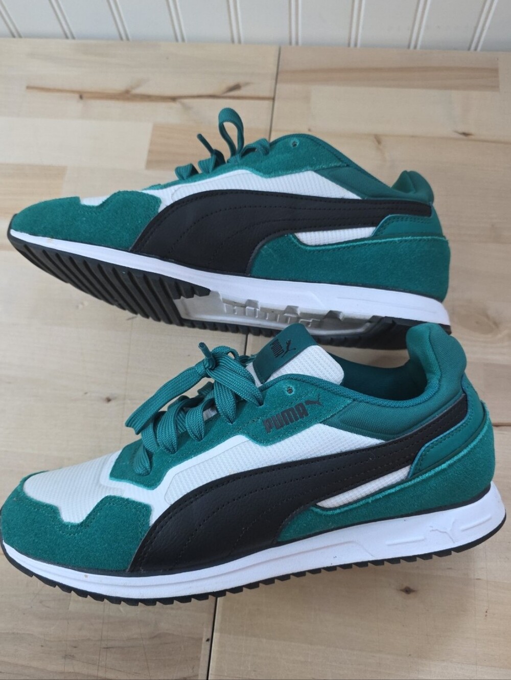 PUMA Softride St Miler Lace Up  Mens 8.5 Green Black Sneakers Shoes 402635-08